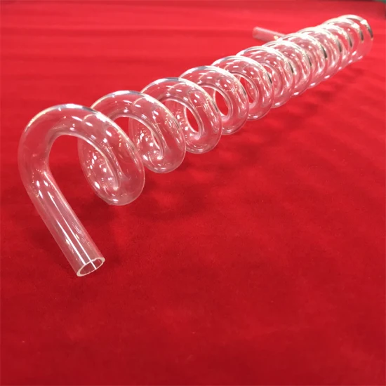 Tubo de bobina de vidro de quartzo transparente resistente à corrosão personalizado Tubo espiral de aquecimento de vidro de quartzo