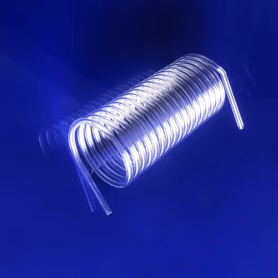 Tubo de bobina de vidro de quartzo transparente resistente à corrosão personalizado Tubo espiral de aquecimento de vidro de quartzo